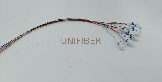 1.5m (5ft) Fiber Pigtail LC UPC 12 Fibers OS2 Single Mode 0.9mm Fanout Yellow