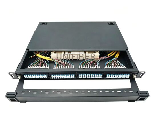 High Density 1U Rack Mount Enclosure, Tool-less Removable Top Cover, hold up 4 x LGX Cassetts, 96 Fibers(LC)