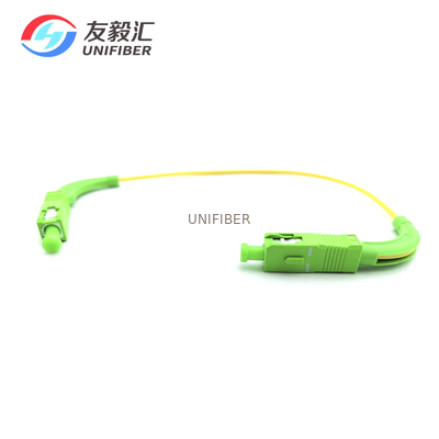 90 Degree Angled Boot SC / APC Simplex Fiber Optic Patch Cord Single Mode 0.3M